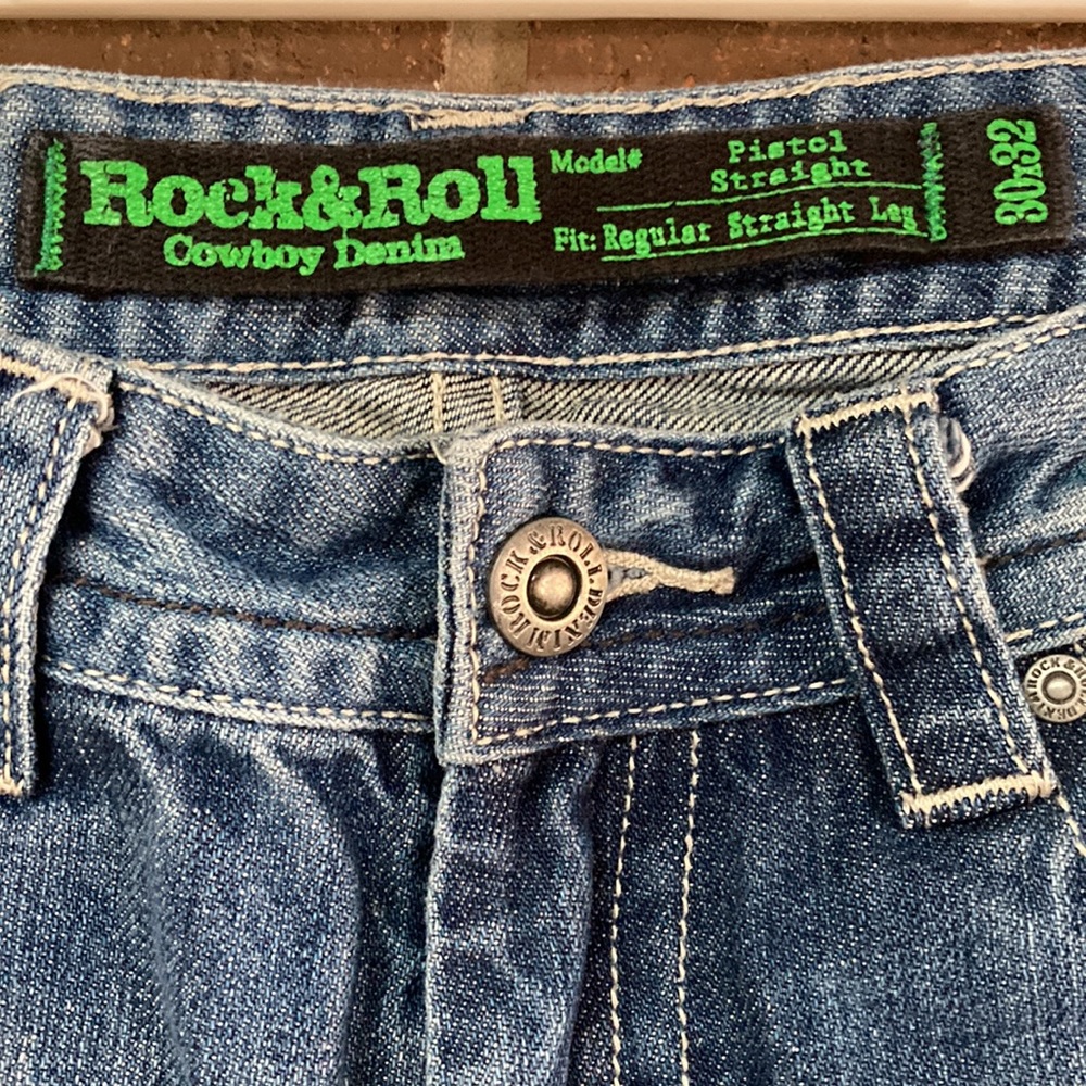 Men’s Rock&Roll Cowboy Pistol Straight Jeans 30x32